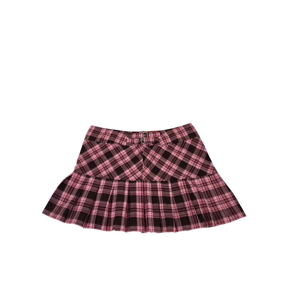 No Boundaries Early 2000s Plaid Pink/Brown Pleated Mini Skirt Plus Size 17